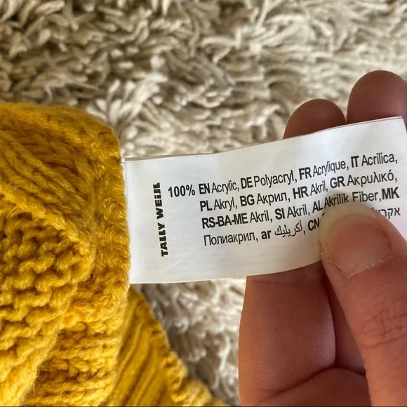 Women's Tally WeiJL Turmeric Crew Neck Knit Braided Cable Sweater - Picture 3 of 6